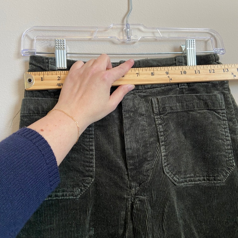 Maeve Anthropologie The Colette Corduroy Wide Leg Pants Olive Green 27 - Picture 3 of 8